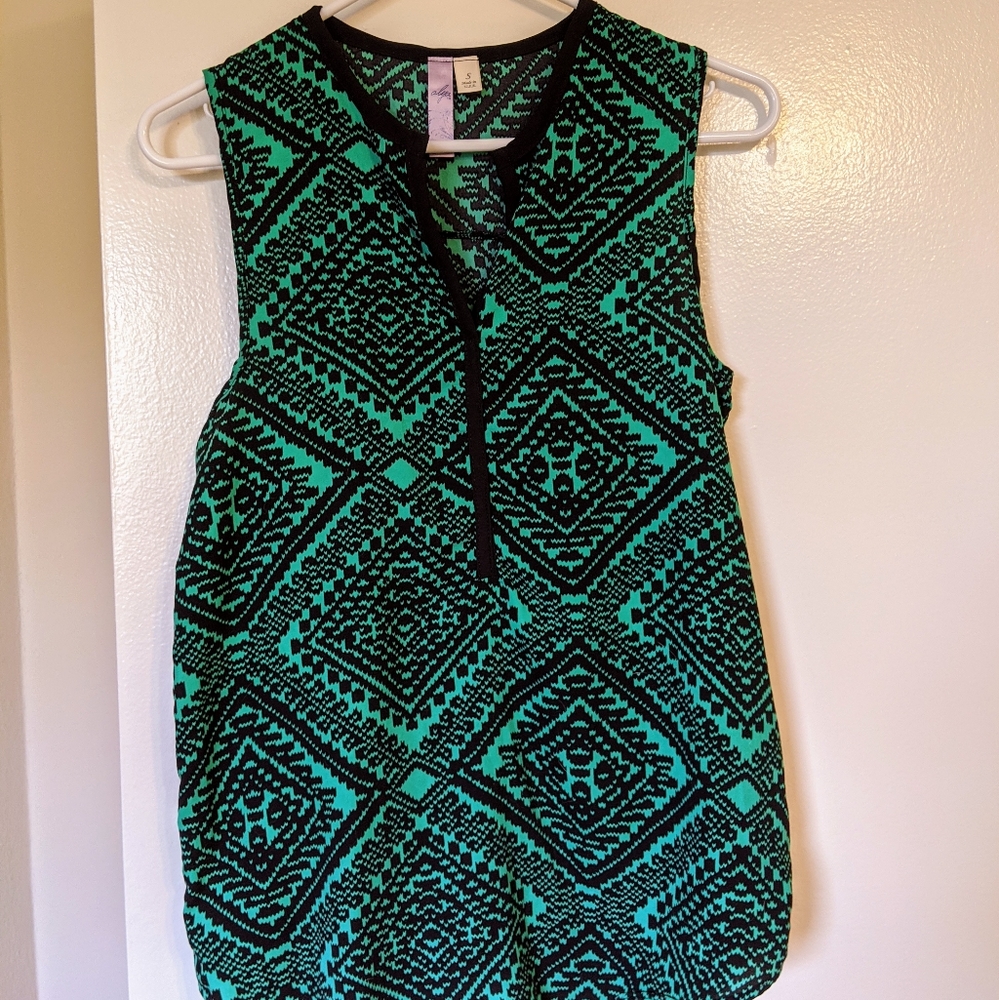Emerald green sleeveless blouse - size s
